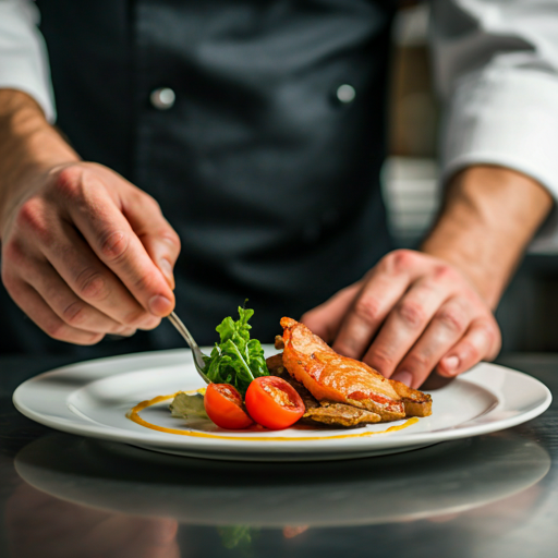 Chef plating a dish